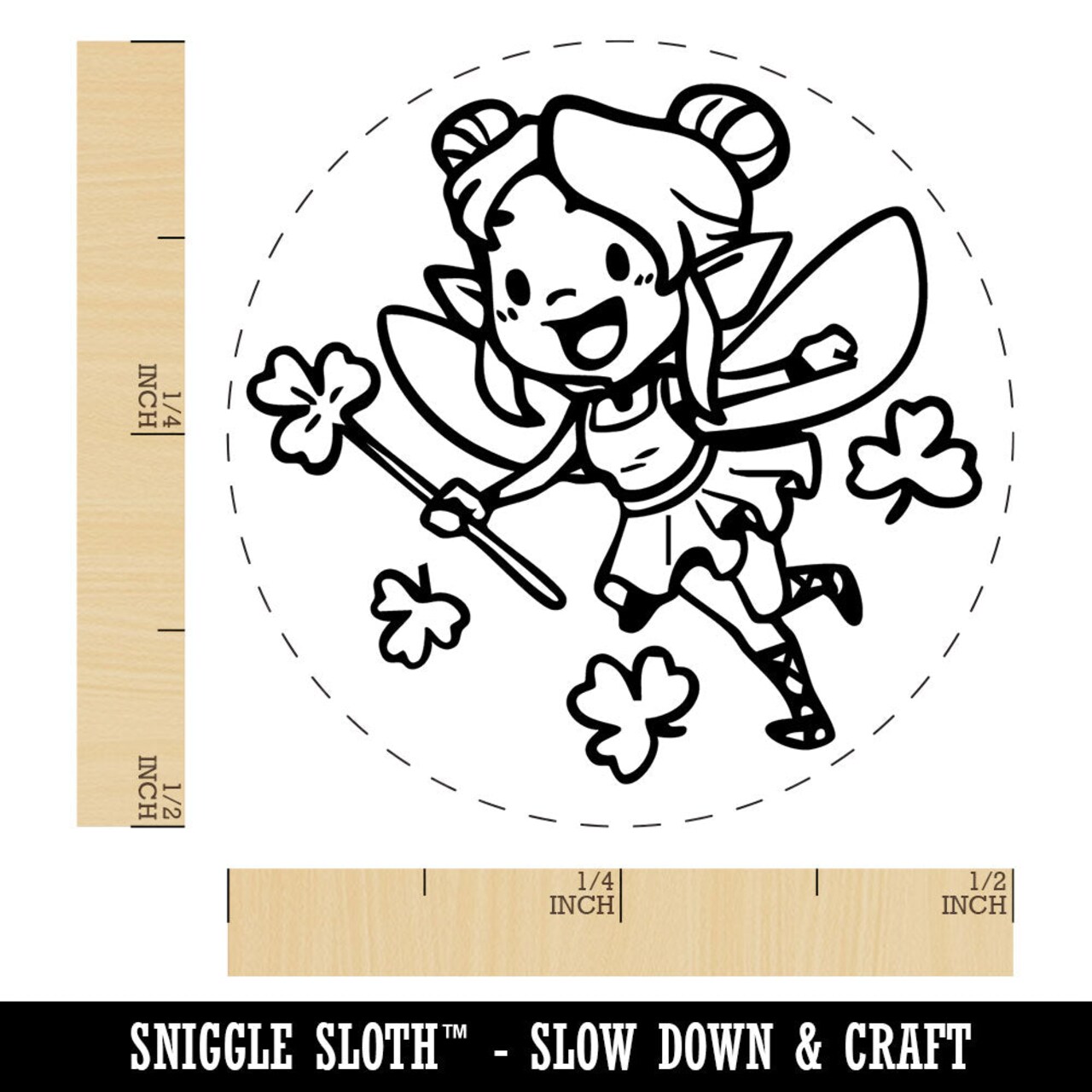 Clover Shamrock Fairy Pixie Saint Patricks Day Self-Inking Rubber Stamp for Stamping Crafting Planners